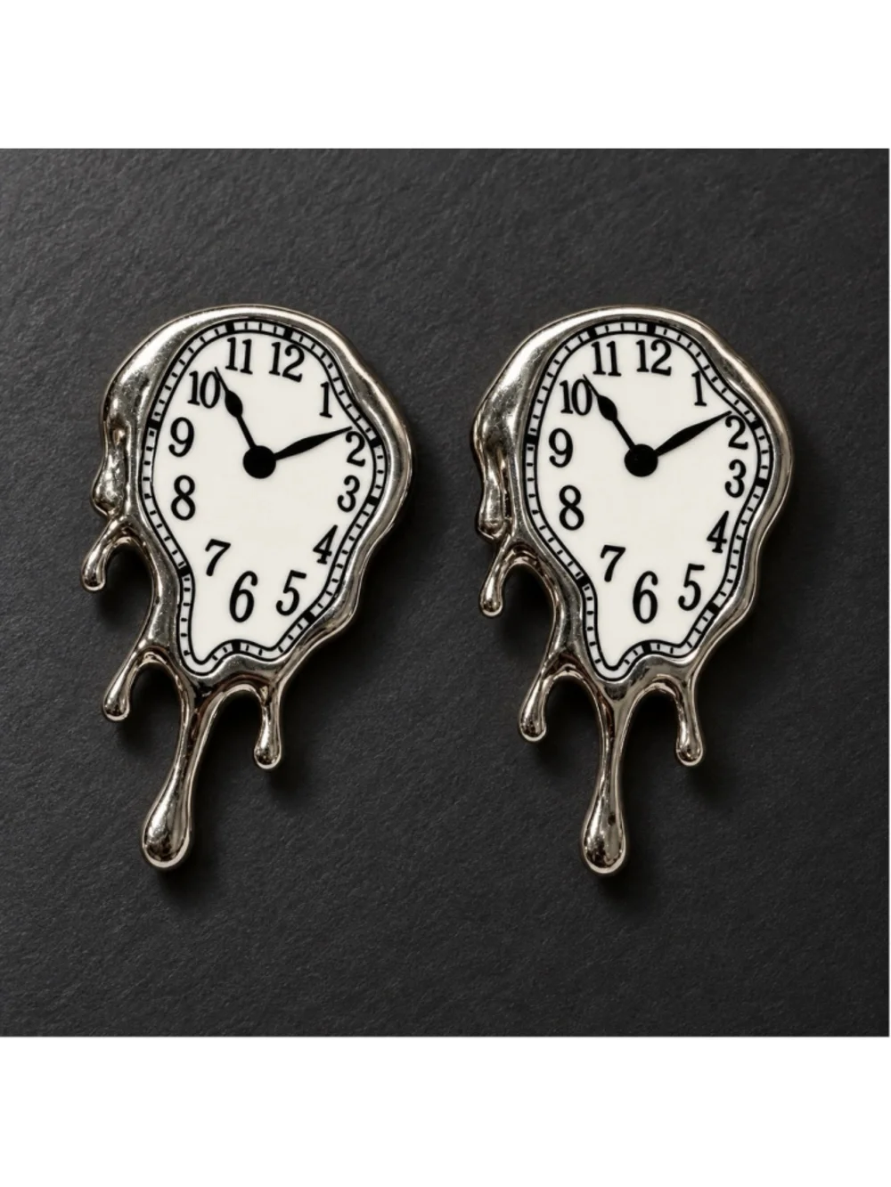 Museum Salvador Dali Melting Clock Silver Earrings Surreal Antique Schiaparelli